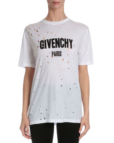 givenchy white distreesesd tshirt|givenchy graphic t shirt.